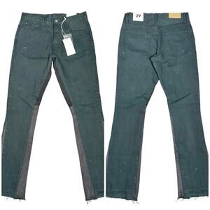 mnml | Men | Two Tone Streetwear Dirty Distressed Slim Flare Denim Jeans | Sz 29